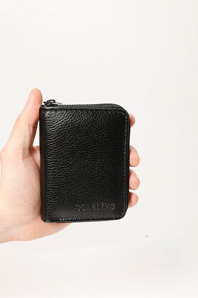 Fjellor Men's Black Vegan Leather Vertical Zipper Card Holder and Wallet