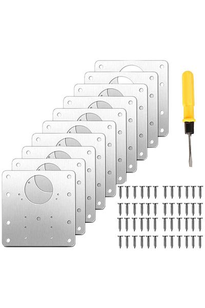 OEM Set Of 10 Hinge Repair Elements, Stainless Steel, With Screws, With Hand Knife, 90 X 90 Mm,