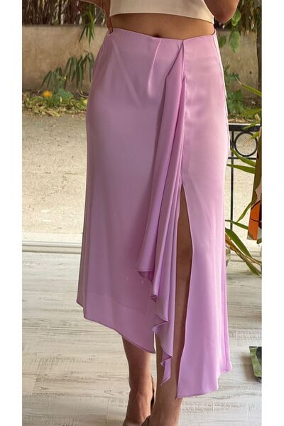 HANER BUTİK Pembe Midi Boy Etek