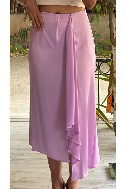 HANER BUTİK Pembe Midi Boy Etek