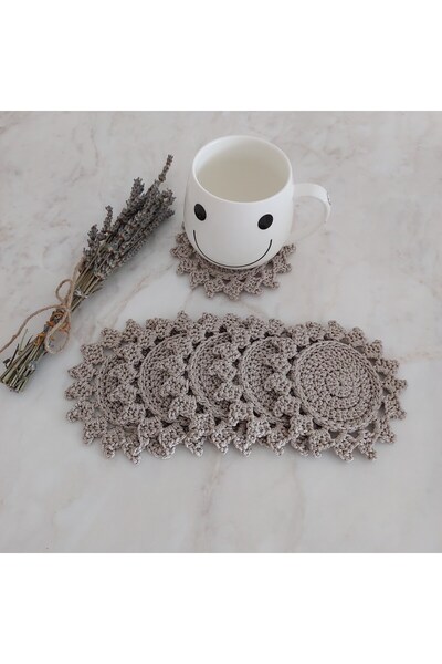 Home EL ÖRGÜSÜ POLYESTER MAKROME 6 LI BARDAK ALTLIĞI