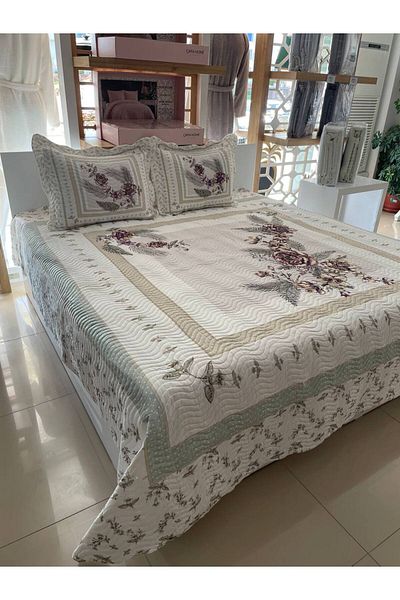 Sudemhome King Size Double Dowry Bedspread and Pillowcase Set 250*260 cm Asian Lilac