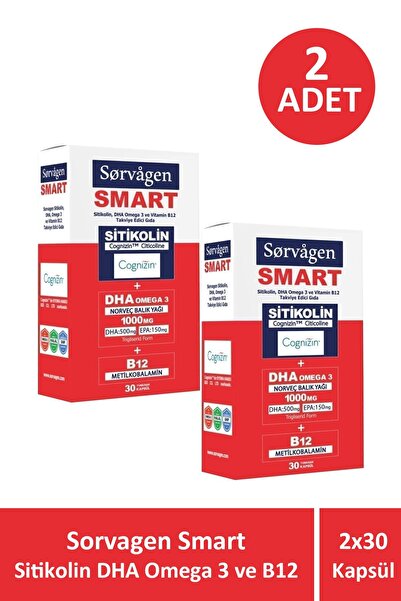 Seddar Collection Sorvagen Smart Sitikolin DHA Omega 3 ve B12 30 Kapsül 2 Adet