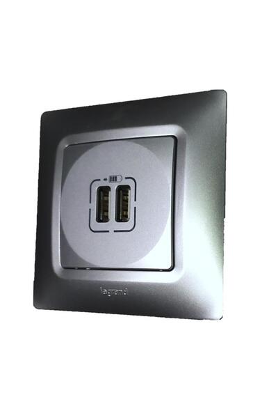 Legrand Salbei Alüminyum İkili Usb Şarj Prizi 767294