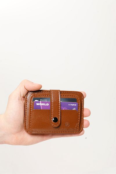 Fjellor Men's Tan Vegan Leather Sports Card Holder
