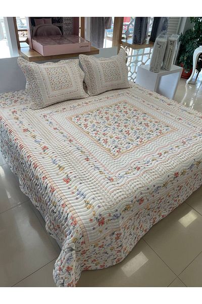 Sudemhome King Size Double Dowry Bedspread and Pillowcase Set Silvia 250*260 cm
