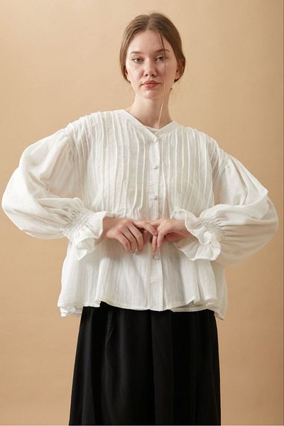 Molly Nelly Cămașă bluză cu nasturi, căptușită cu pliuri