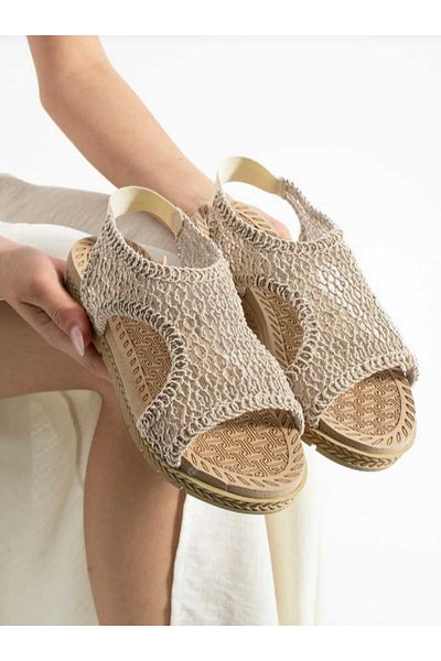green norths Women's Lace Summer Sandals with Elastic Back