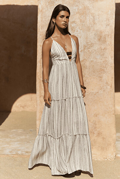 BOHEMAİ Asman Boncuk Detay Kahve Elbise