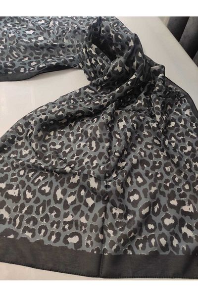 ALTUNTAŞ Women's Cotton Etnic Patterned Leopard Motif Shawl