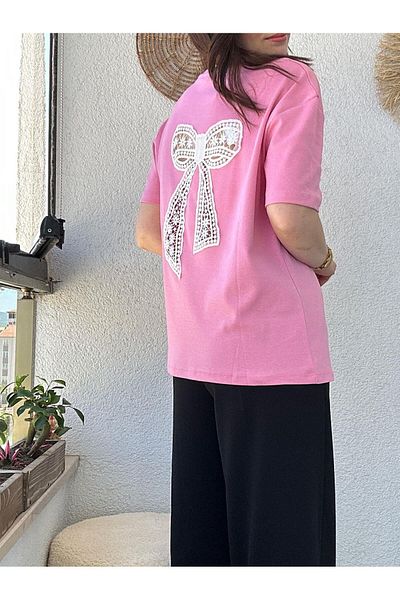 TUNAM BUTİK Back Transparent Ribbon Detail Tee