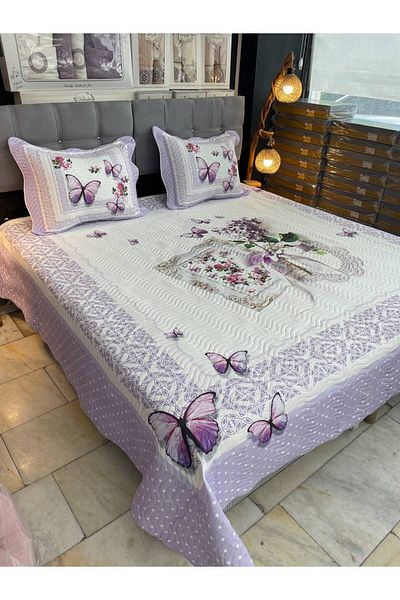 Sudemhome King Size Double Dowry Bedspread and Pillowcase Set Pearl 250*260 cm
