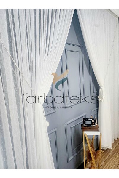 farbateks Yeni Keten Modern Tasarım Yalancı Yana Toplamalı Tiyatro Perdesi Tü...