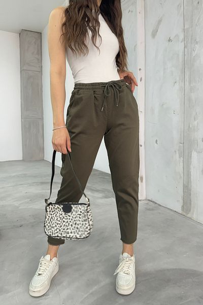 BİKELİFE Women's Cotton and Lycra High Waist Slim Fit Pocket Pants