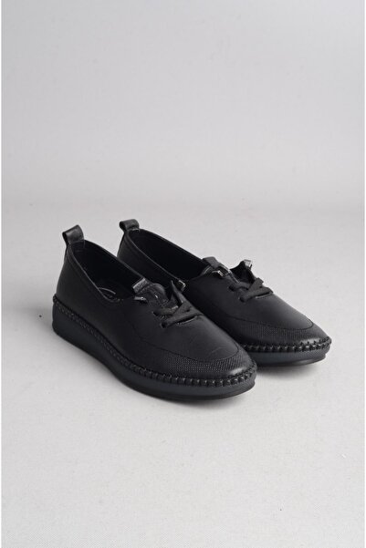 SEÇ KUNDURA اختر Z083 حذاء نسائي مريح من الجلد الطبيعي باللون الأسود