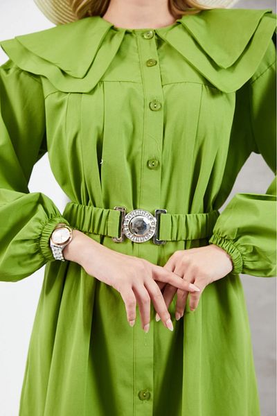 DAS KLEID Belted Dress Oil Green