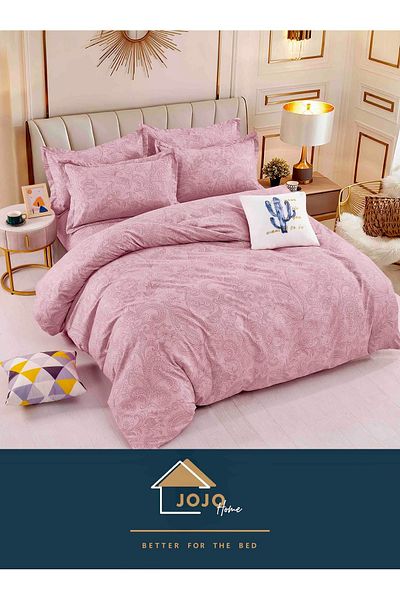 JOJO Elegant Double Bed Linen Set Made of Fine Cotton Composed of 6 Pieces, 230x250cm
