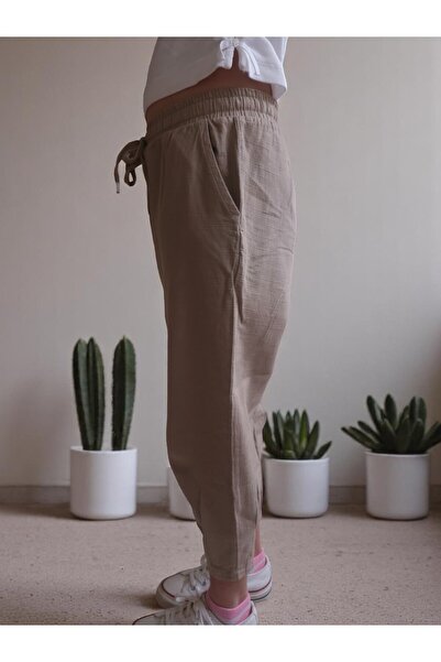 Reka Tekstil -NORA Kız Çocuk Keten Görünümlü Pantolon (%100 Pamuk)