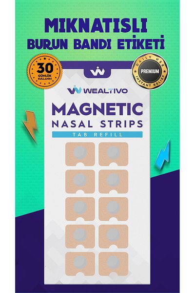 Wealtivo 30 زوجًا (60 قطعة) من أشرطة الاستبدال المغناطيسية للأنف - عبوة إعادة التعبئة (شريط فقط، بدون أجهزة)