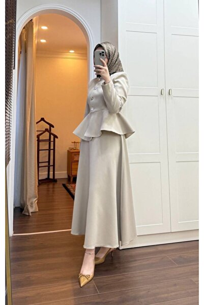 Esre Store 4521 - Scuba Ikili Tesettür Takım Bej