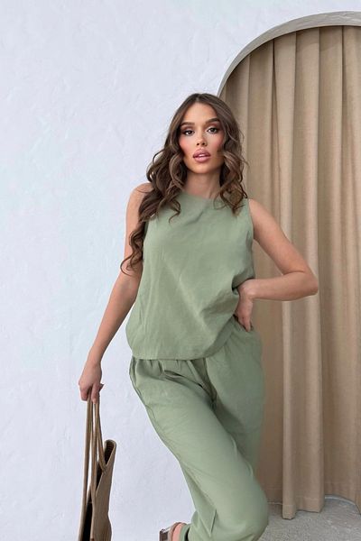 Sorridi Ayrobin Fabric Crew Neck Sleeveless Blouse Trousers Set of 2