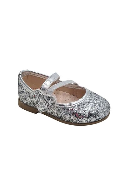 wakawakakidsstore Silver Glitter Double Banded Girls' Ballerinas