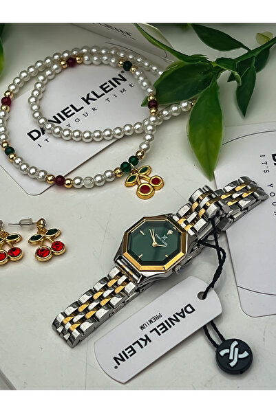 Daniel Klein YUVARLARK KASA ÇİFT RENK KADIN KOL SAATİ KOLYE KÜPE SET HEDİYELİ ANNELER GÜNÜ SEVGİLİLER GÜNÜ
