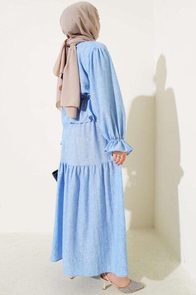 YILMAZBARMAZ kadın bel tünelli fırfırlı etekli ikili takım