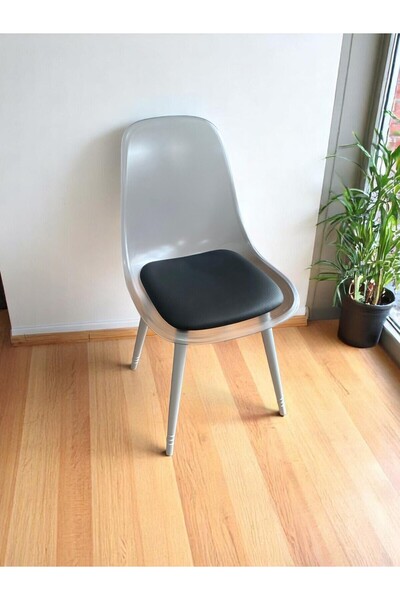 Sienta Home Ahşap Ayaklı Plastik Mutfak-salon Sandalyesi Siyah Deri Oturum Şe...