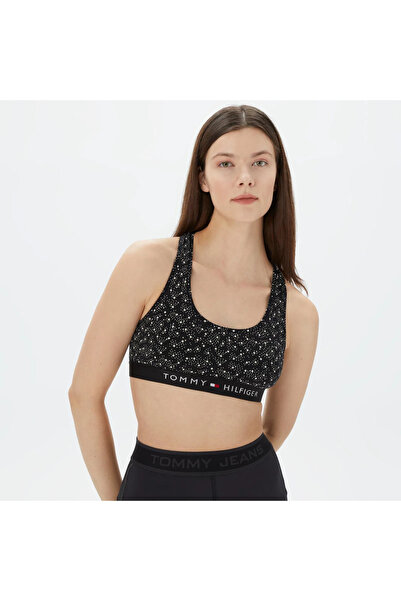 Tommy Hilfiger Unlined Print Kadın Siyah Bra