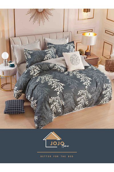 JOJO Elegant 6-piece Linen Set with Elastic in Fine Cotton, Bed Sheet 180x200cm, 2-Person Bed