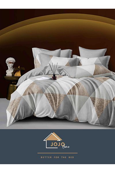 JOJO Elegant 6-piece Linen Set with Elastic in Fine Cotton, Bed Sheet 180x200cm, 2-Person Bed