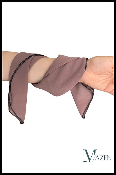 MAZEN Mink Color Chiffon Scarf Hair, Bag, Wrist, Neck Accessory