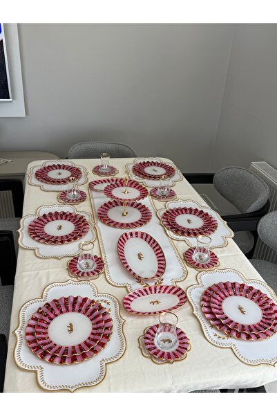 Hediye Köşkü 34 parça Lüks Leopar Desenli Kahvaltı ve Çay Takımı Seti