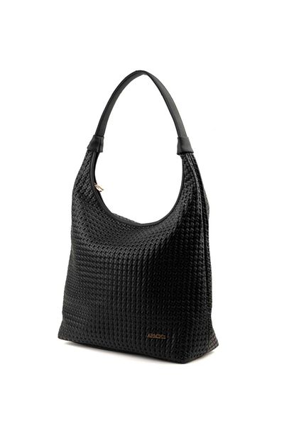 Armine Modern Shoulder Strap Bag Zippered Patterned Bag Black