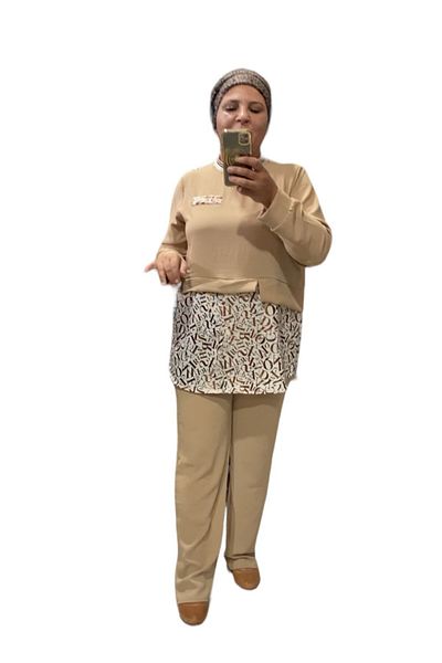 Sevda Kılınç Large Size Imported Ayrobin Fabric Double Set