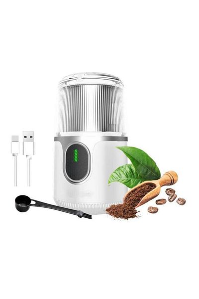 Generic مطحنة قهوة وتوابل لاسلكية بقدرة 90 وات قابلة لإعادة الشحن ومحمولة للحبوب والمكسرات والماسالا