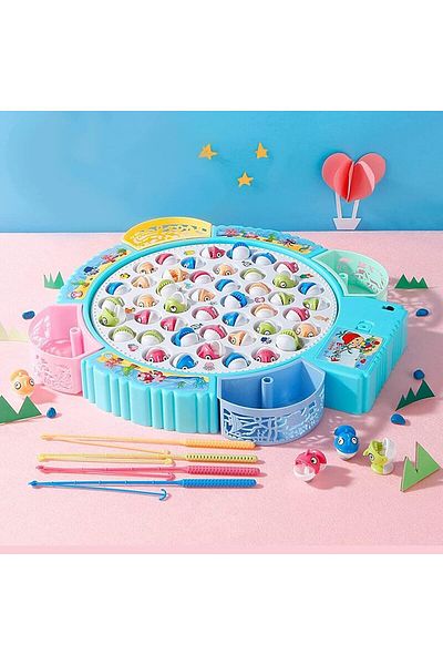 GENELEC Arabest Fishing Game - Stick and Board Spinning Top Contains and Plays Music The game contains 45 fish and 4 fish sticks for children