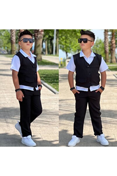 Calisa Children's Linen Vest Trousers Shirt Eid Set