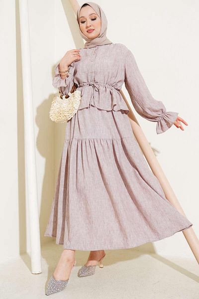 modasindoma Women's Waist Tunnel Ruffle Skirt Double Set