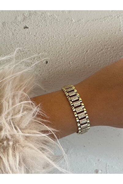 XUPING JEWELRY 14 K Zirkon Taşlı RLX Model Kadın Künye 17+2 Cm