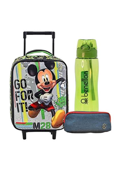 Mickey Mouse Mickey Squeegee Kindergarten Bag, Licensed Double Eyed Pencil Bag - Licensed Water Bottle Gift