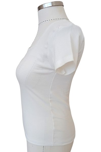 MODA59 Square Neck Ecru Body, Short Sleeve Ribbed Body