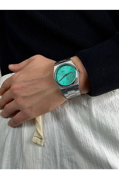 Arvens Vintage Inside Turquoise Men's Wristwatch Stainless Steel Band Tough Steel Case Does Not Lose Color Does Not Tarnish