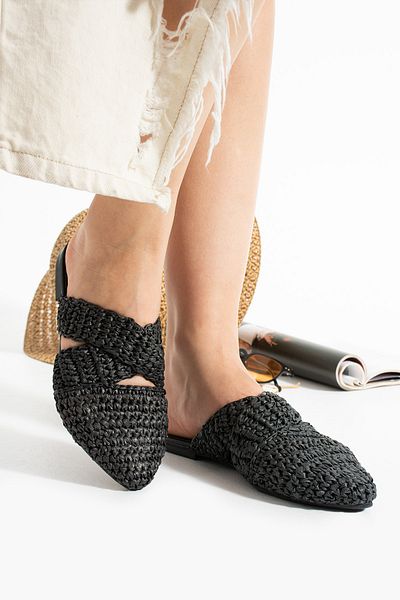 STOCON Дамски чехли Laila Beige Knit Cross Band, ръчно плетени чехли STC1111