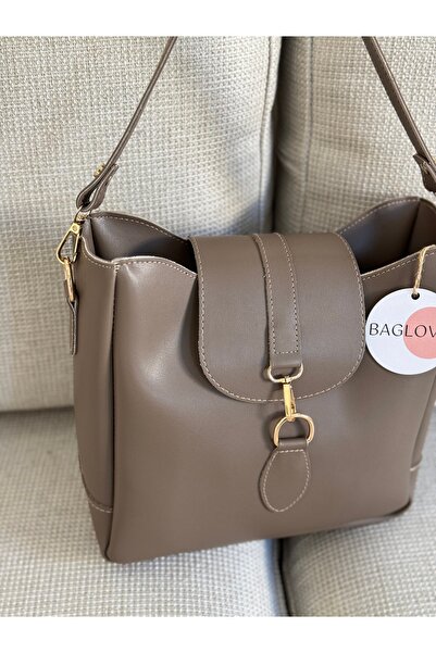 BAGLOVİS Medium Size Dark Vision Women's Shoulder Bag with Hook and Loop Detail on Front En25 Boy25