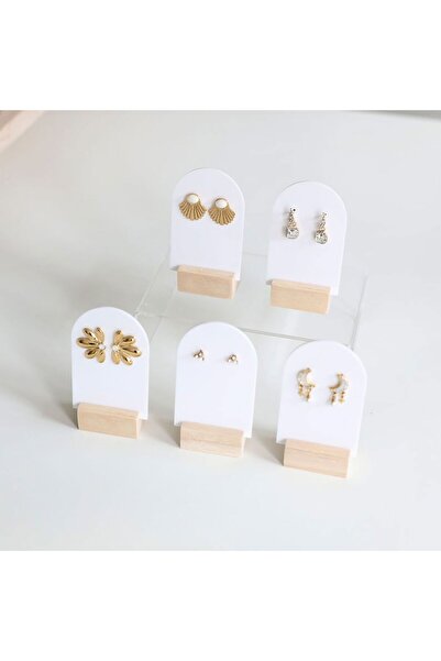 Madam curie Set of Five White Earring Display Rack Stand