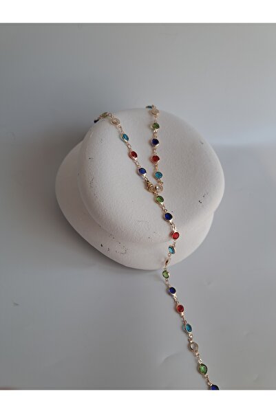 BHR AKSESUAR Çok Renkli Taşlı Ayarlanabilir Y Kolye 80 Cm