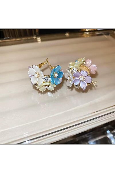 Pelin Aksesuar Renkli Pastel Çiçekler Halka Küpe