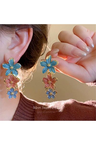 Pelin Aksesuar Pastel Color Flowers Earrings